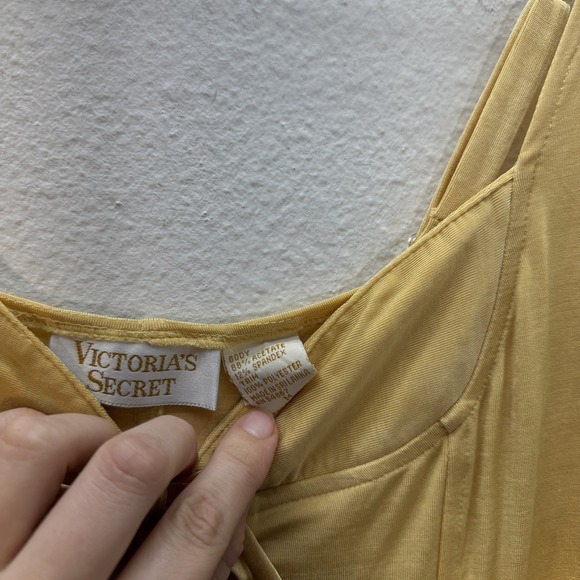 Vintage Victoria's Secret Slip Dress SZ S Yellow Lace Up Mini Gold Label Fairy - Picture 6 of 9
